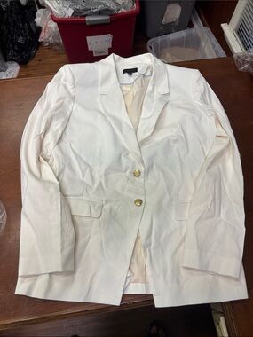 J Crew Classic White Blazer with Gold Buttons